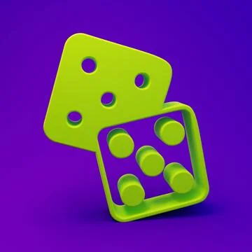 Green Game dice icon isolated on purple-blue background. Casino gambling. M.. Stock Illustration