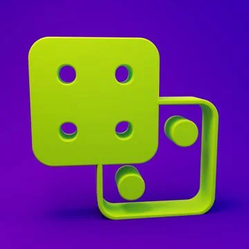 Green Game dice icon isolated on purple-blue background. Casino gambling. M.. Stock Illustration