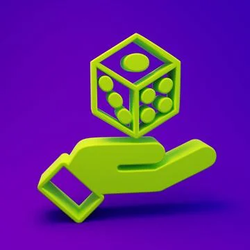 Green Game dice icon isolated on purple-blue background. Casino gambling. M.. Stock Illustration