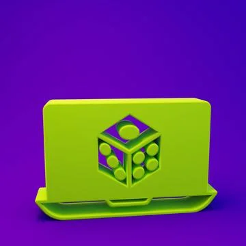 Green Game dice icon isolated on purple-blue background. Casino gambling. M.. Stock Illustration