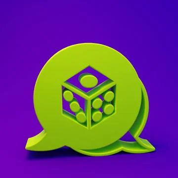 Green Game dice icon isolated on purple-blue background. Casino gambling. M.. Stock Illustration