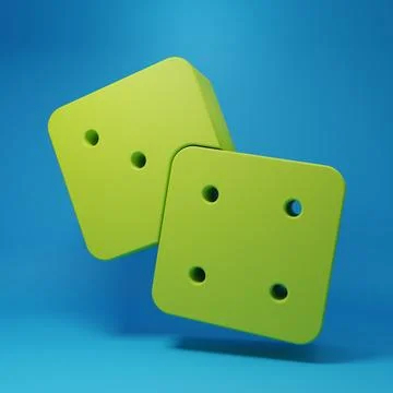 Green Game dice icon isolated on blue background. Casino gambling. Minimali.. Stock Illustration