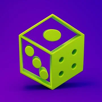 Green Game dice icon isolated on purple-blue background. Casino gambling. M.. Stock Illustration