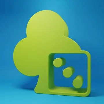 Green Game dice icon isolated on blue background. Casino gambling. Minimali.. Stock Illustration