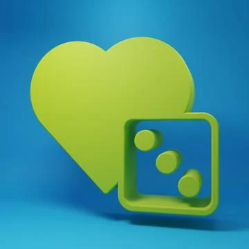 Green Game dice icon isolated on blue background. Casino gambling. Minimali.. Stock Illustration