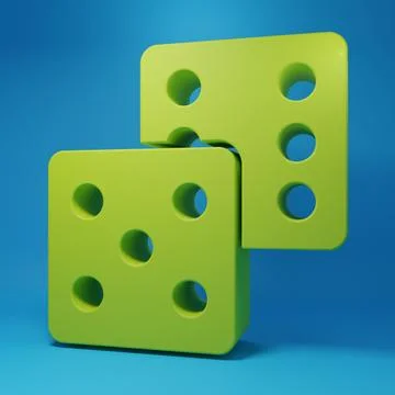 Green Game dice icon isolated on blue background. Casino gambling. Minimali.. Stock Illustration