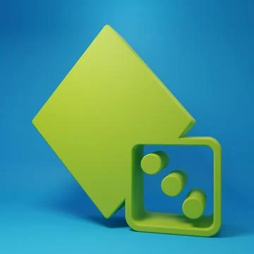 Green Game dice icon isolated on blue background. Casino gambling. Minimali.. Stock Illustration