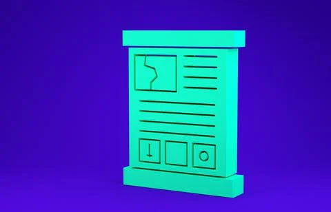 Green Game guide icon isolated on blue background. User manual, instruction,  Stock Illustration