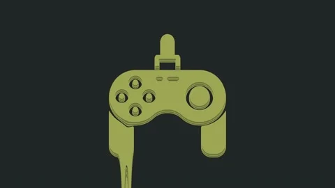 Green Gamepad icon isolated on black background. Game controller. 4K Video Stock Footage 235594036
