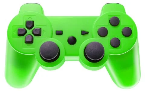 Green gaming controller isolated on white background. Foto stock