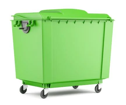 Green garbage container isolated on white background Stock Illustration