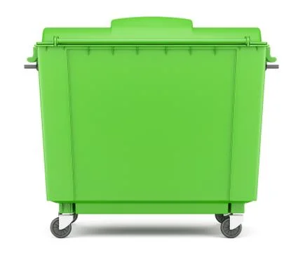 Green garbage container isolated on white background Stock Illustration