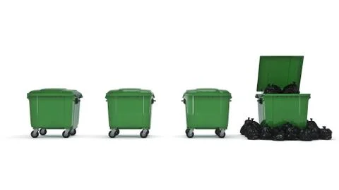 Green garbage containers. Stock Illustration