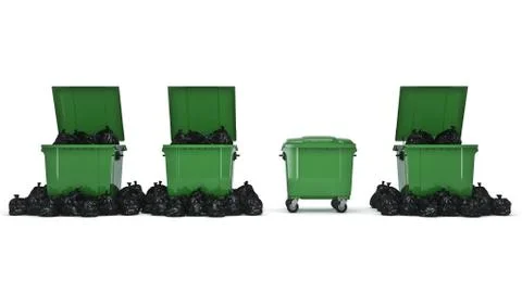 Green garbage containers. Stock Illustration