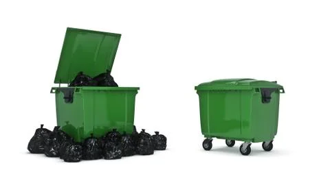 Green garbage containers. Stock Illustration