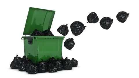Green garbage containers. Stock Illustration