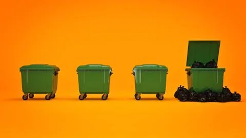 Green garbage containers. Stock Illustration