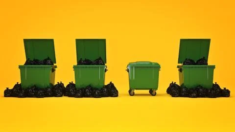 Green garbage containers. Stock Illustration