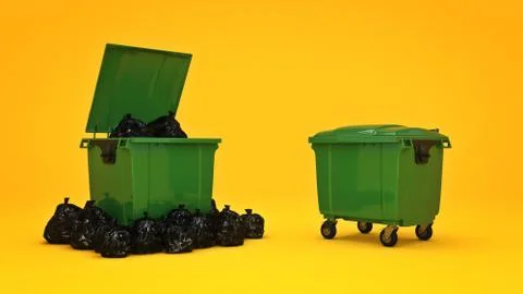 Green garbage containers. Stock Illustration