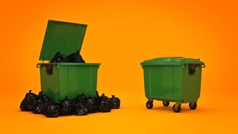 Green garbage containers. Stock Illustration