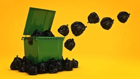 Green garbage containers. Stock Illustration