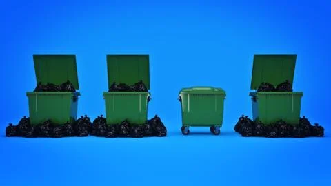 Green garbage containers. Stock Illustration
