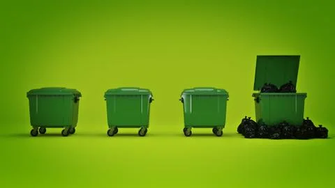 Green garbage containers. Stock Illustration