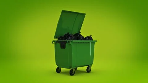 Green garbage containers. Stock Illustration