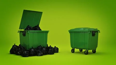 Green garbage containers. Stock Illustration