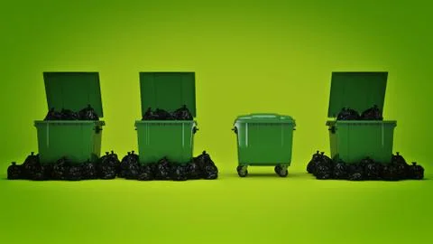 Green garbage containers. Stock Illustration