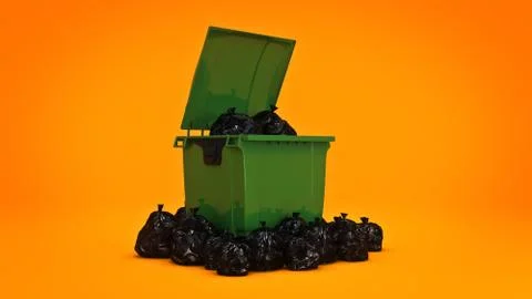 Green garbage containers. Illustrazione stock