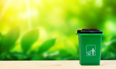 Green garbage for organic biodegradable waste, separate waste collection and Stock Illustration