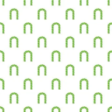 Green garden arch pattern repeating on white background Stock Illustration