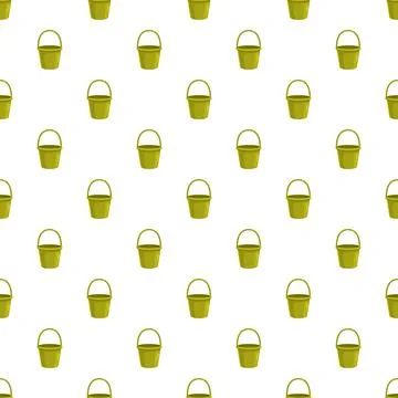 Green garden buckets creating a seamless repeating pattern イラスト素材
