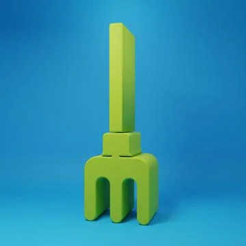 Green Garden rake icon isolated on blue background. Tool for horticulture, .. Ilustração Stock
