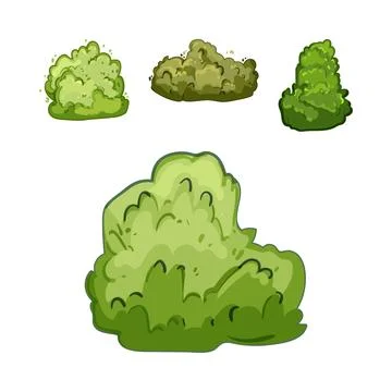 Green garden shrubs collection vector illustration イラスト素材