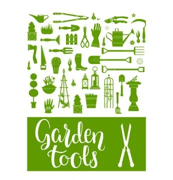 Green garden tools Stock Illustration