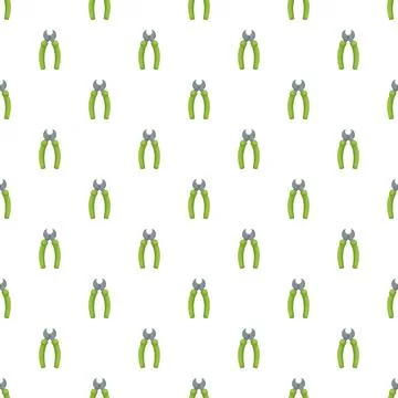 Green gardening pruning shears tool seamless pattern Stock Illustration