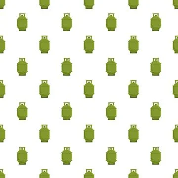 Green gas cylinders pattern repeating on white background Stock Illustration