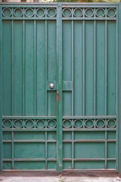 Green gate door Stock Photos