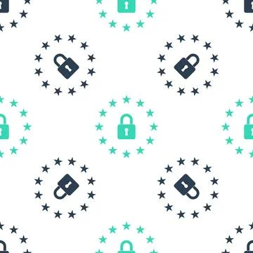 Green GDPR - General data protection regulation icon isolated seamless pattern Illustrazione stock