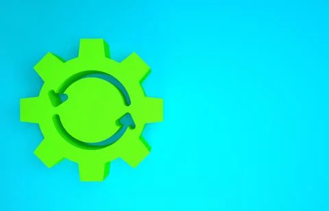 Green Gear and arrows as workflow concept icon isolated on blue background. G Stockillustratie