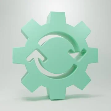 Green Gear and arrows as workflow concept icon isolated on grey background... 스톡 일러스트