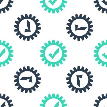 Green Gear with check mark icon isolated seamless pattern on white background イラスト素材