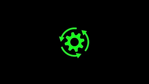 Green Gear Circular Arrow Process System Icon Design Stock Footage 332526388