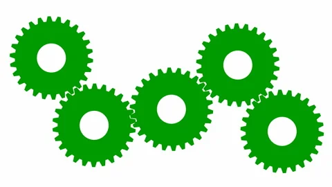 Green gears spin 2 white Video stock 233156505