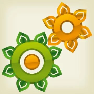 Green gears technology. Nature cogs or clean tech. Stock Illustration