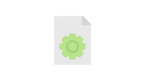 A green gearwheel rests on top of a document, symbolizing mechanical proces.. Stock Footage 333550609