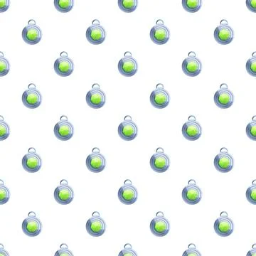 Green gem silver amulets repeating pattern background Stock Illustration