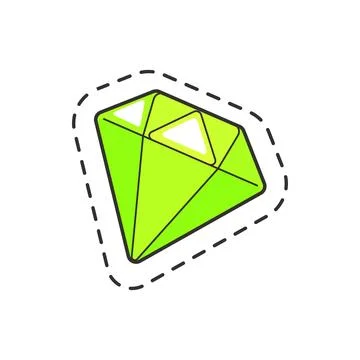 Green Gem Sticker Vector Illustration Stock Illustration